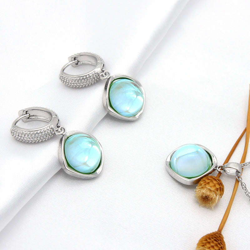 Elegant Round Colorful Crystal Dangle Earrings Jewelry Sets
