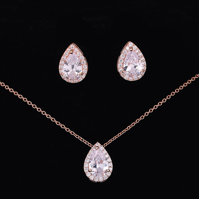 Luxury Double Drop Water Zirconia Jewelry Sets