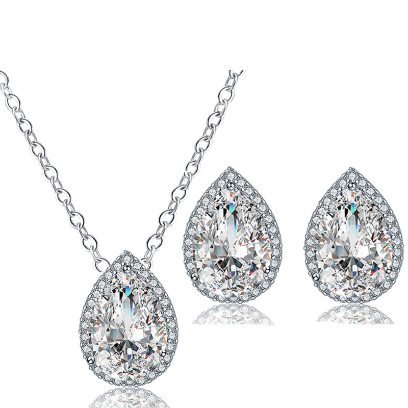 Luxury Double Drop Water Zirconia Jewelry Sets