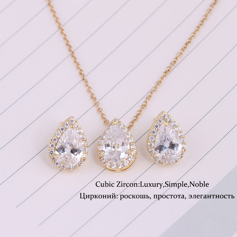 Luxury Double Drop Water Zirconia Jewelry Sets