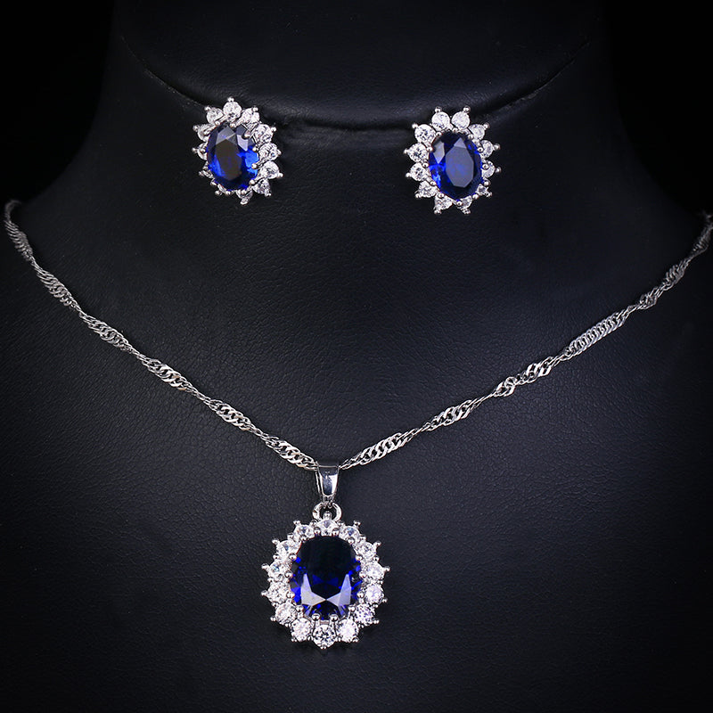 Zircon Olive Branch Earrings and Pendant Jewelry Sets