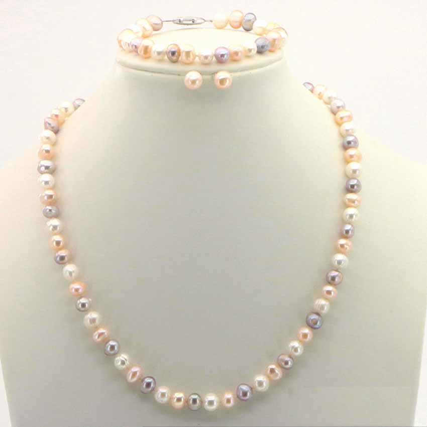 Purpel Pearl Necklace Sets