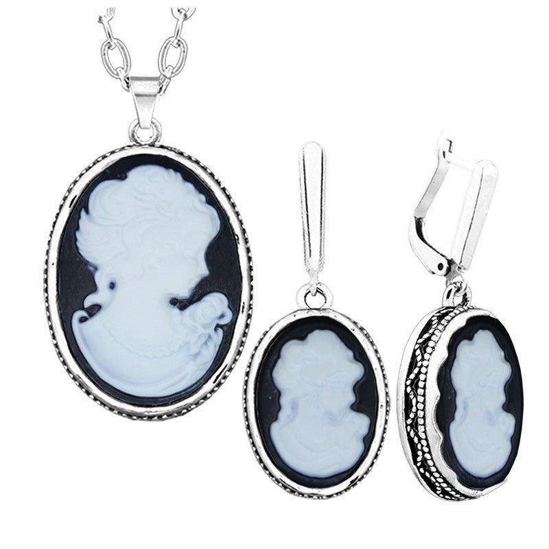 Vintage Necklace Earrings  Flower Pendant Fashion Party Sets