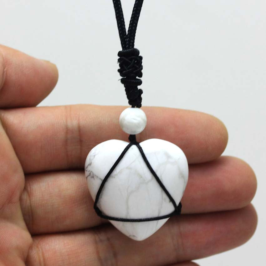 Crystal Quartz Reiki Rope Wrapped Stone Necklace