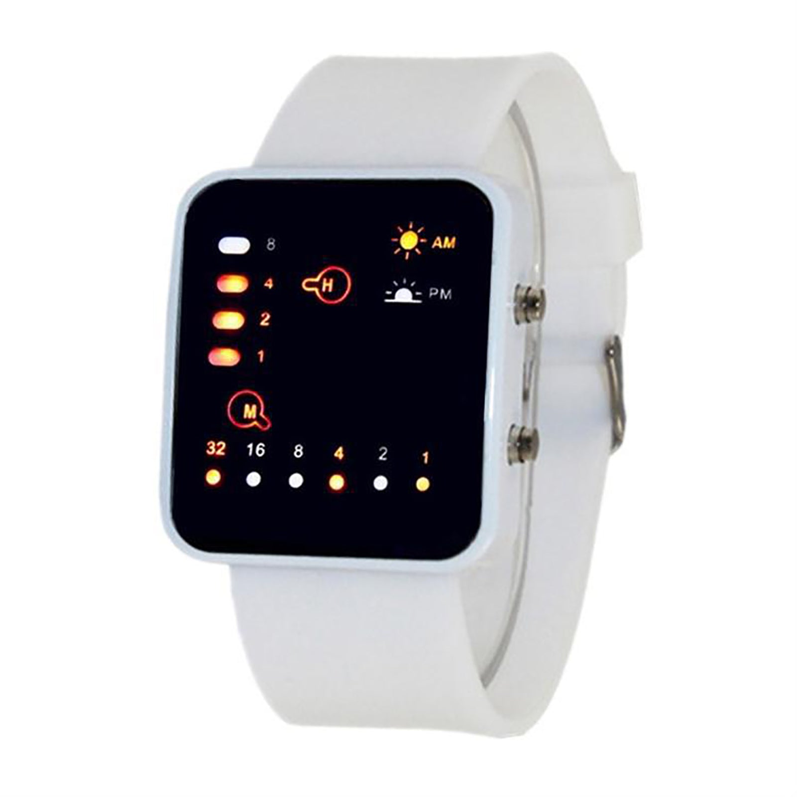 Binary Number Blue LED Wristwatches Silicone Band Quartz Wrist Watch