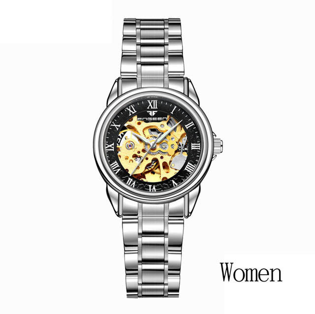 Couple Steel Mechanical Wrist Watch for Men and Women