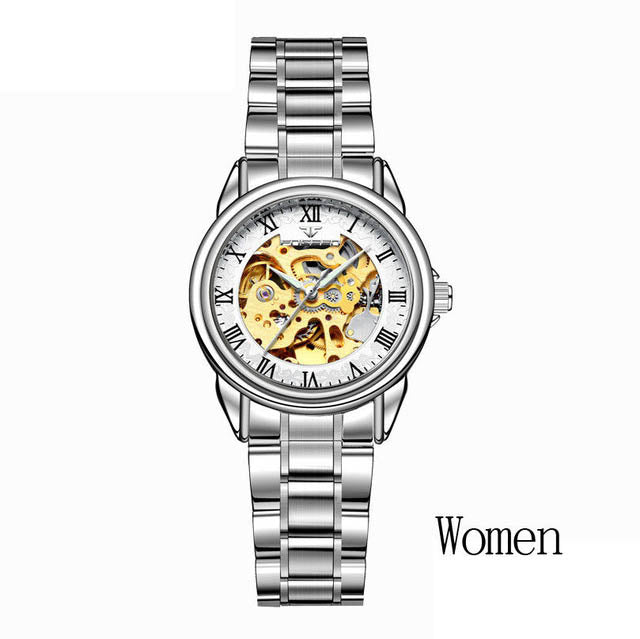 Couple Steel Mechanical Wrist Watch for Men and Women