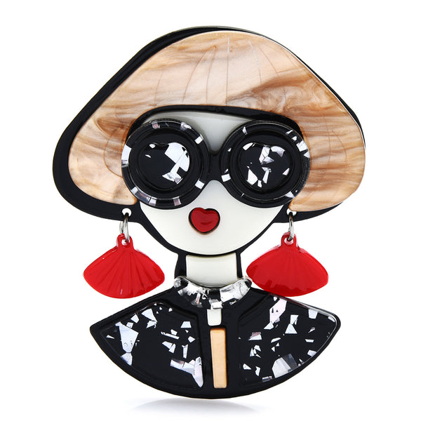 Acrylic Modern Lady Brooches For Women