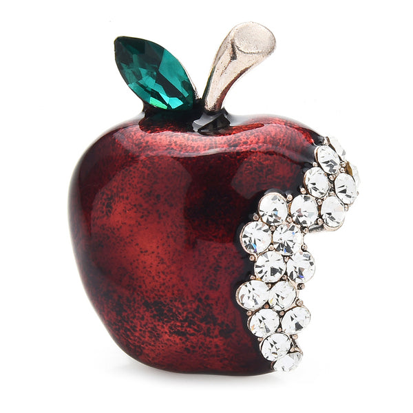 Rhinestone Apple Brooches For Women Unisex Enamel Fruits Party Office Brooch