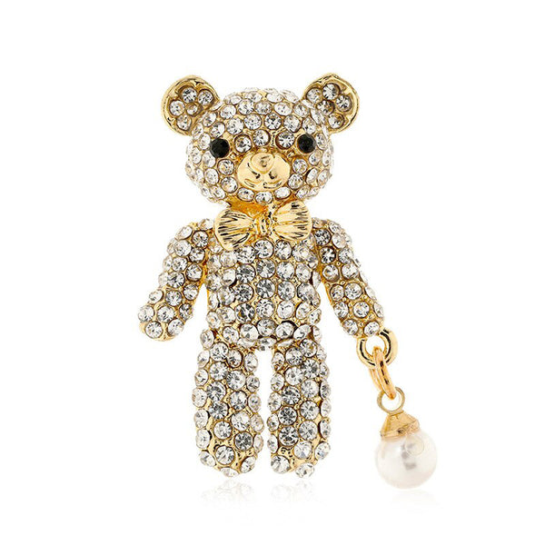 Sparkling Rhinestone Bear Brooches For Women