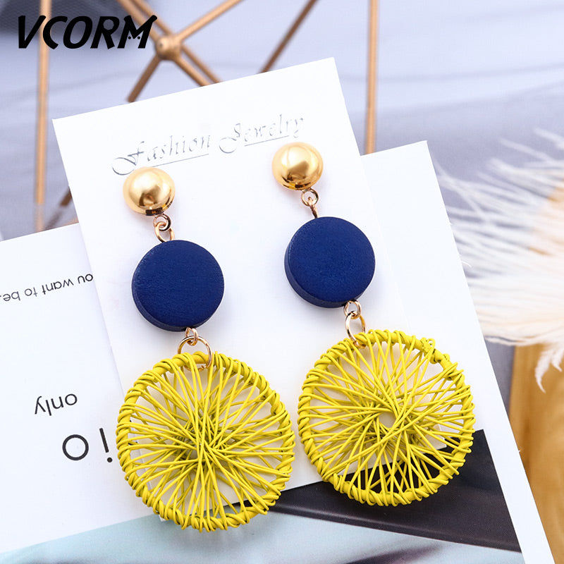 Women Statement Vintage Geometric Gold Dangle Drop Earrings
