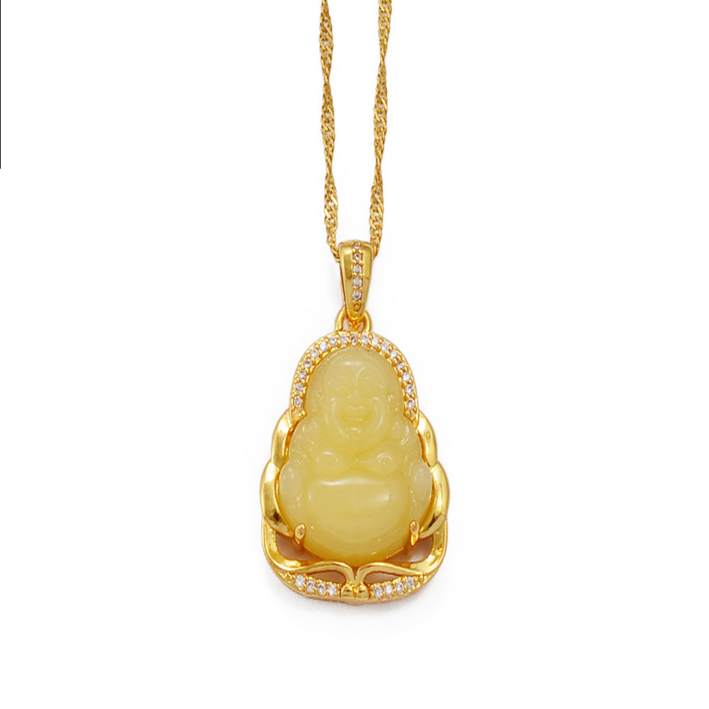Green Blue Pink White Buddha Pendant Necklaces