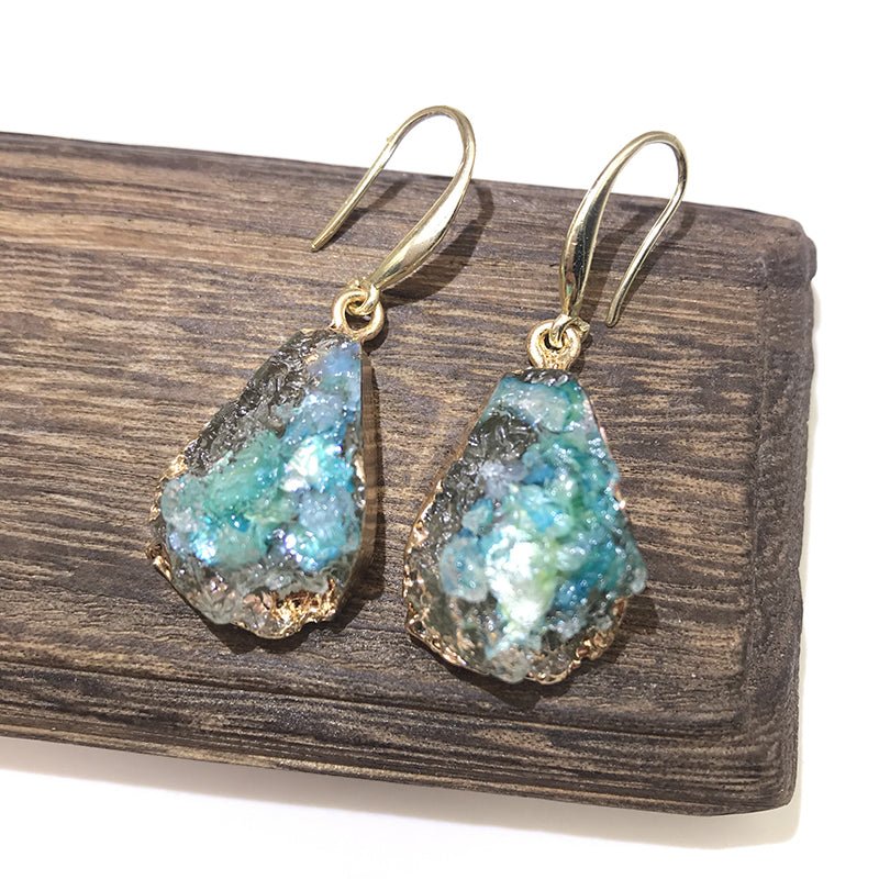 European Jewelry Colorful Water Drop Dangle Earrings
