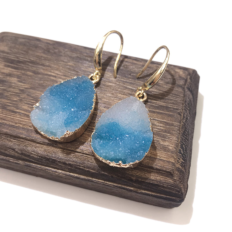 European Jewelry Colorful Water Drop Dangle Earrings