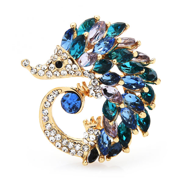 Sparkling Crystal Cute Hedgehog Brooches Sleeping Animal Brooch