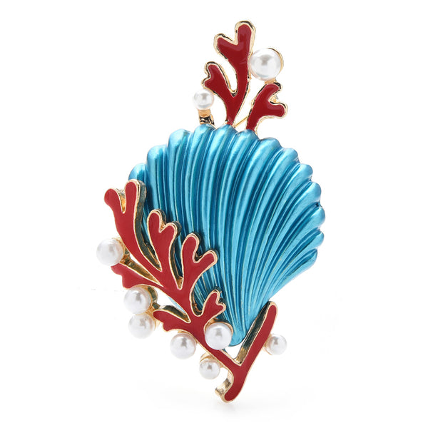 Enamel Shell Brooches Wome Unisex 2-color Sea Animal Design Office Party Brooch