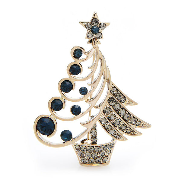 Rhinestone Christmas Tree Brooches For Women Men