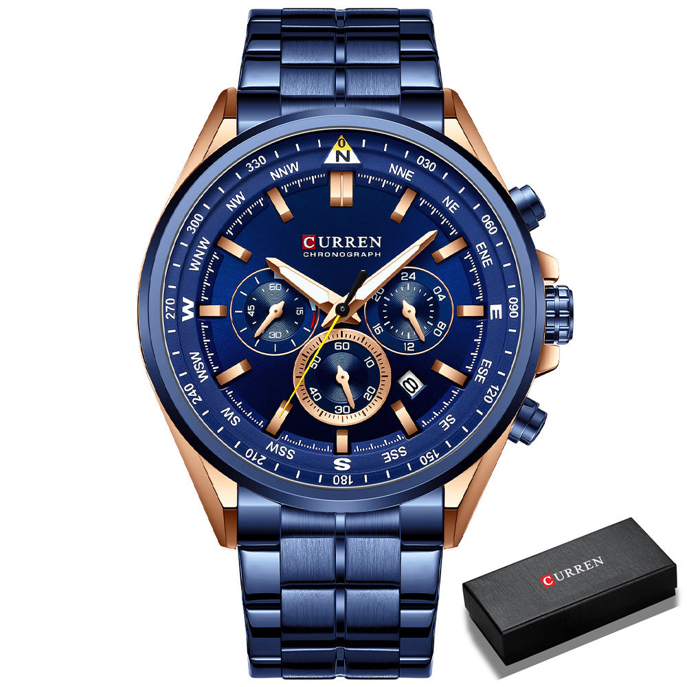 Men Quartz Wristwatches Luxury Sporty Chronograph Watches