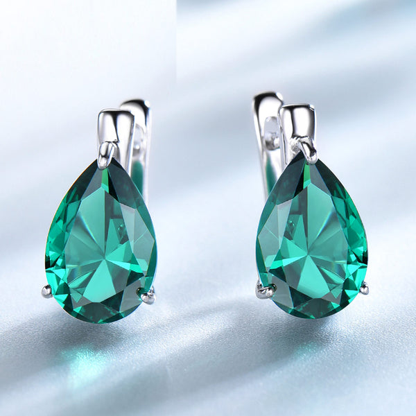 Luxury Nano Gemstone Blue Topaz Clip Earrings