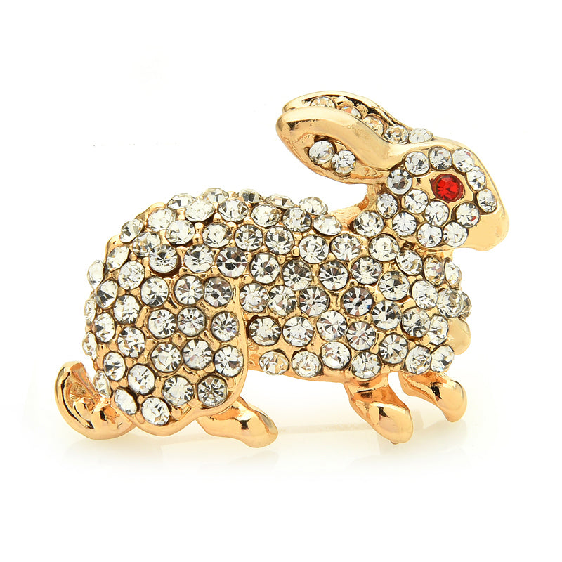 Rabbit Brooch Pins Full Rhinestone Sparkling Animal Brooches – Gofaer ...
