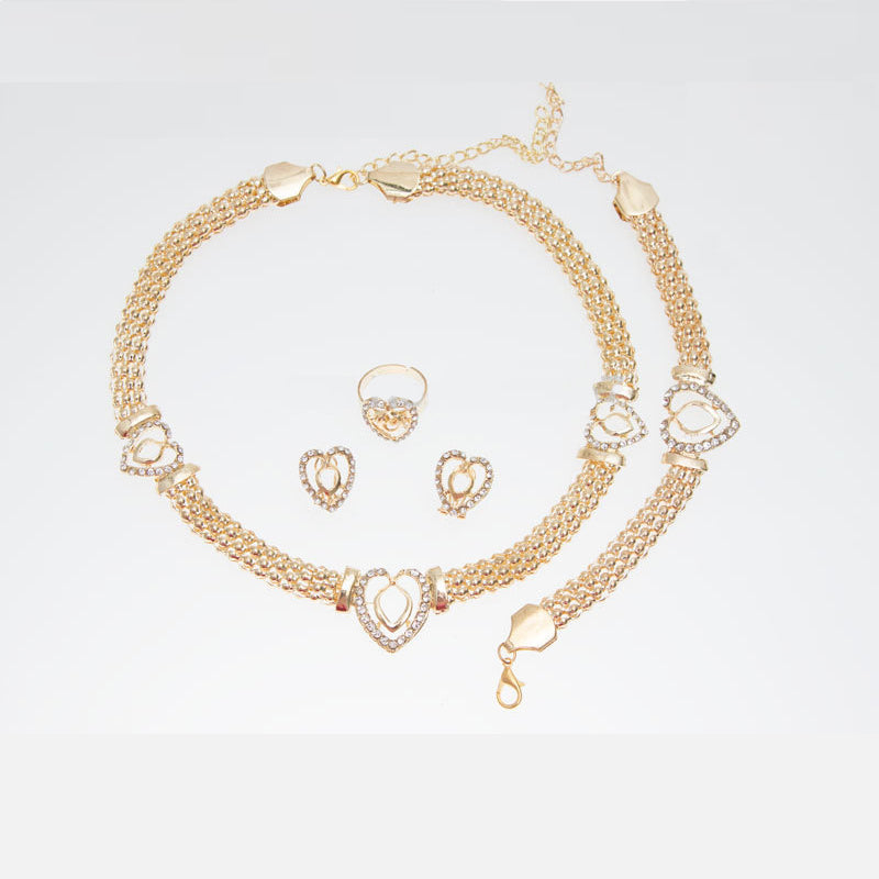 Dubai  Gold Color Heart Shape Necklace Set