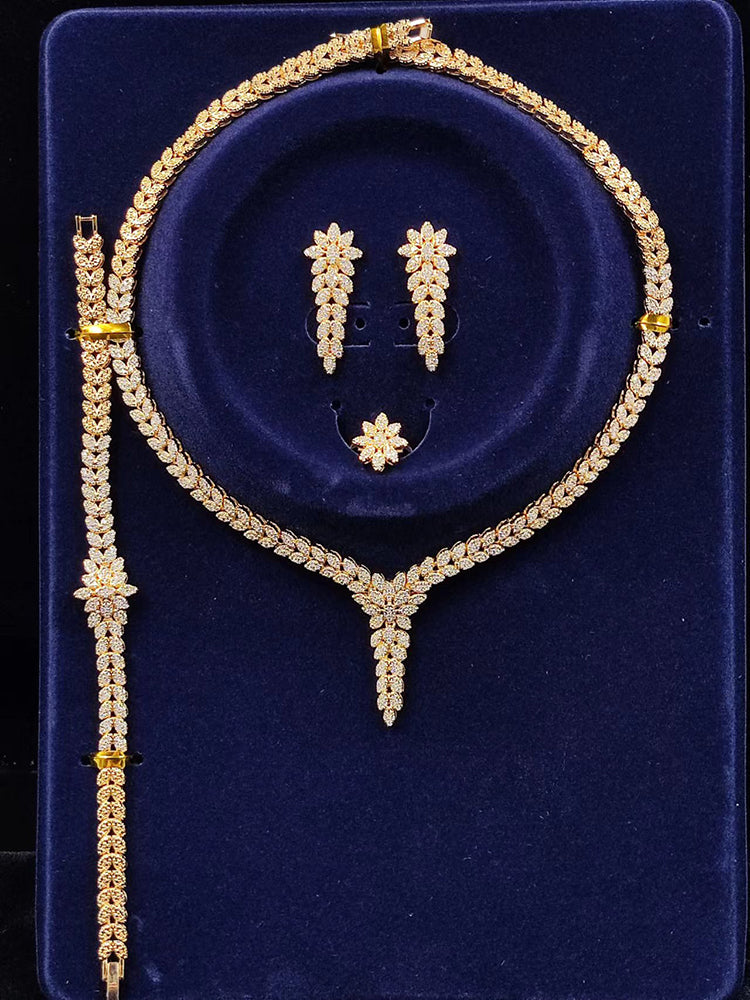 Fahion Party Necklace Earrings Ring And Bracelet Set