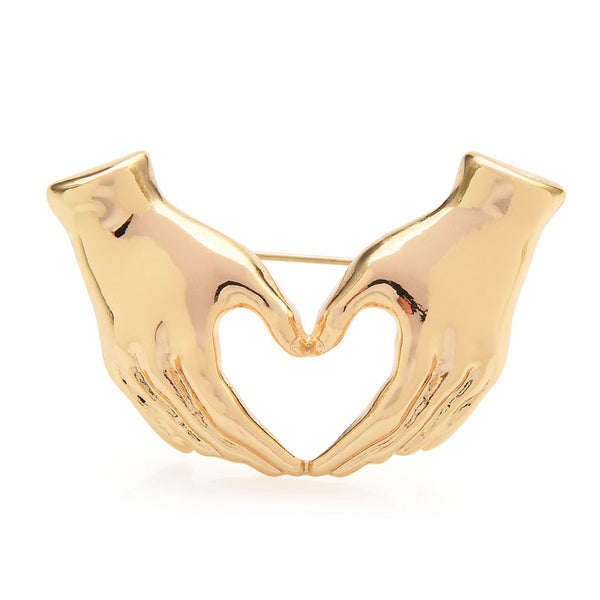 Hand Pose Heart Brooches For Women Unisex 2-color Love Office Causal Brooch