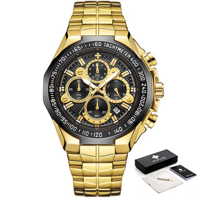 Luxury Military Full Steel Waterproof Chronograph Wristwatch