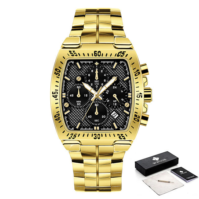 Sports Military Watches Men Luxury Gold Square Quartz Waterproof Wristwatch