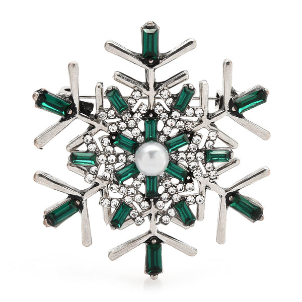 Classic Rhinestone Snowflake Brooches For Women