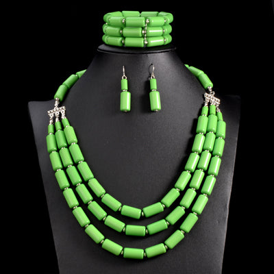 Bib Beads Necklace Earring Bracelet Sets