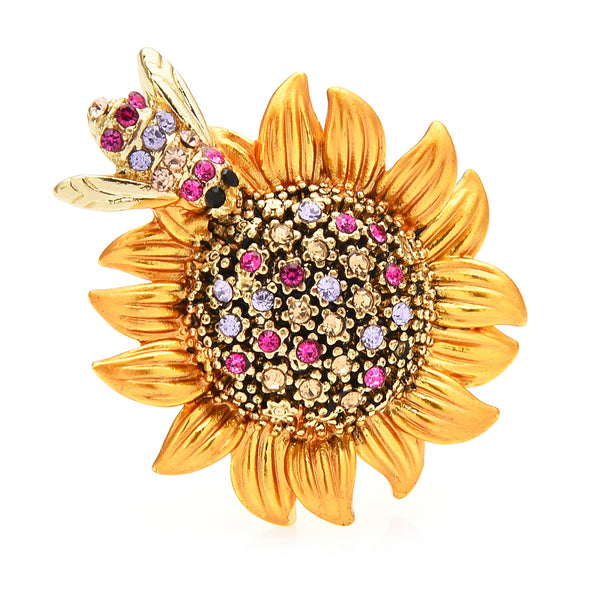 Rhinestone Bee And Sunflower Brooches For Women