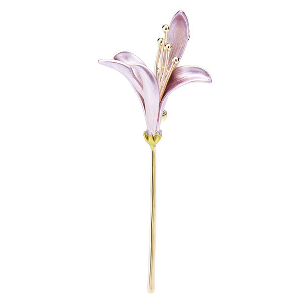 New Enamel Lily Flower Women Brooches Pink Blue Flower Weddings Party Casual Office Brooch