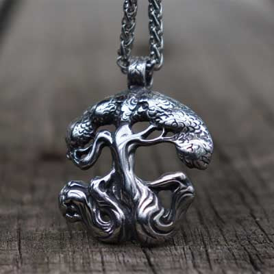 Viking Nordic Tree of Life World Tree Stainless Steel Pendant Necklace