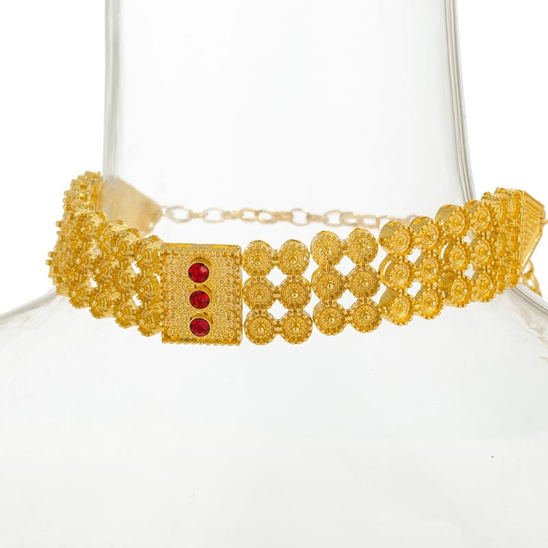Colored Stone Chokers Necklace/Earrings/Ring/Bracelet Jewelry sets
