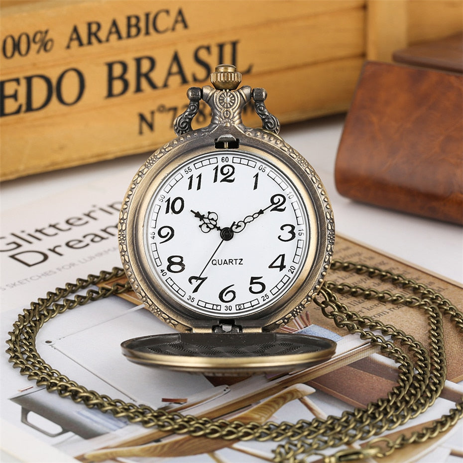 Bronze Dinosaur Display Necklace Quartz Pocket Watch
