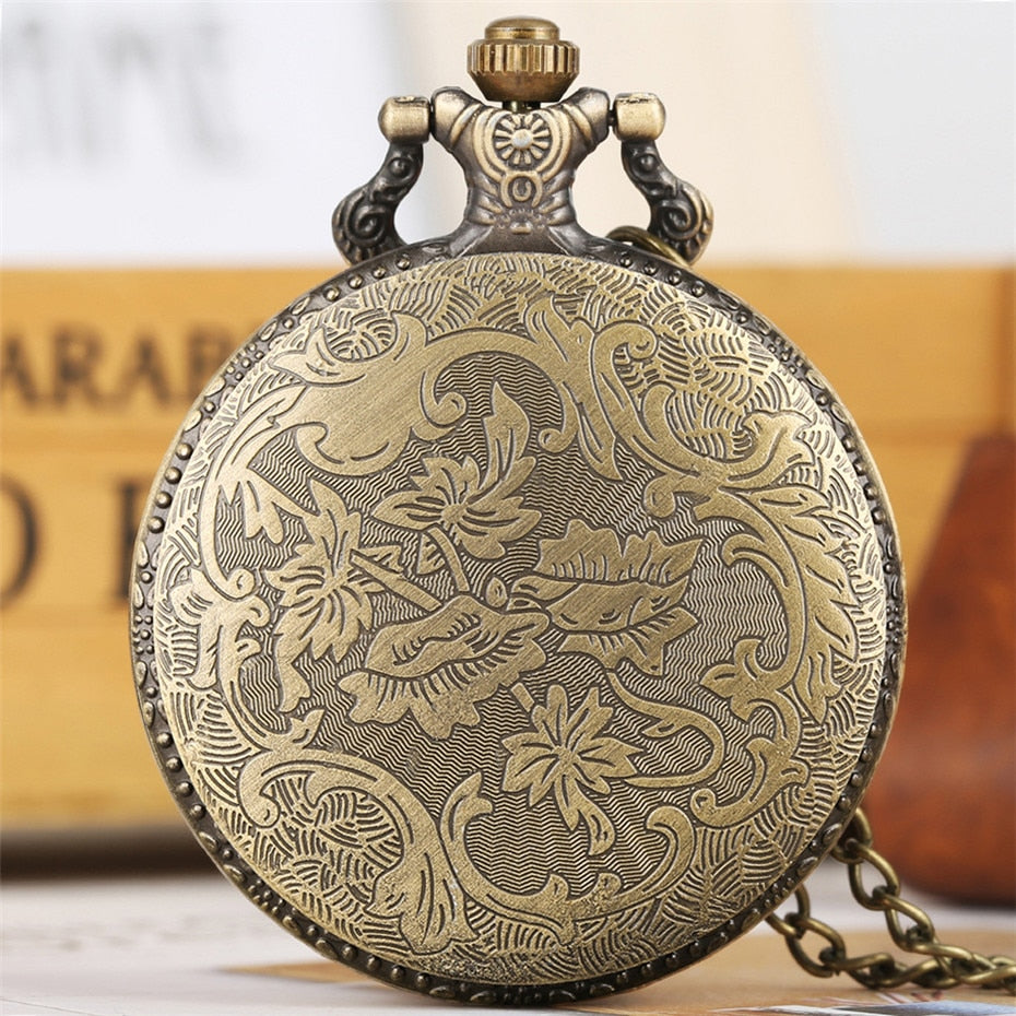 Bronze Dinosaur Display Necklace Quartz Pocket Watch