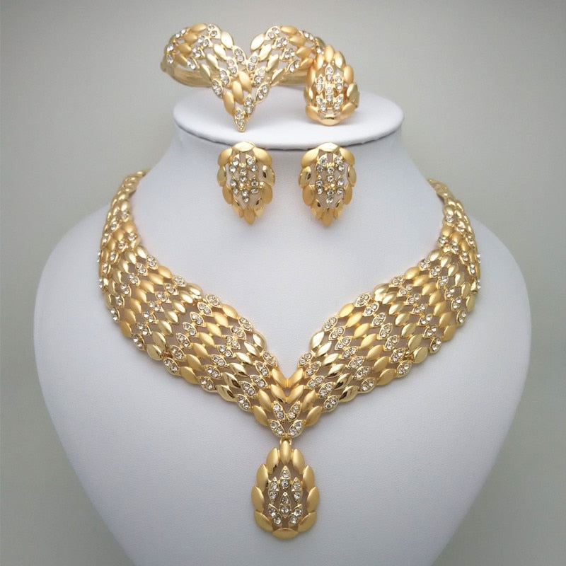 Fashion African Dubai Gold Jewelry Women African Beads Set