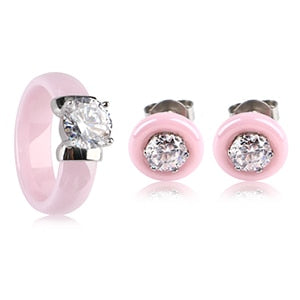 Valentine's Day Gift Lovely Pink Ceramic Jewelry Set