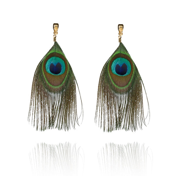 Fashion Lithe Long Real Feather Earrings
