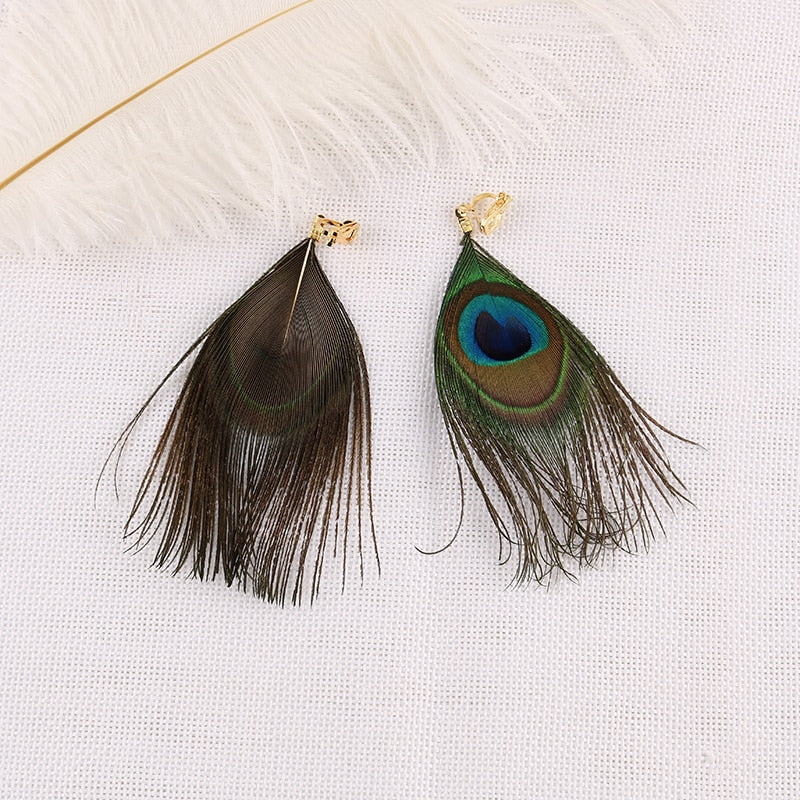 Fashion Lithe Long Real Feather Earrings