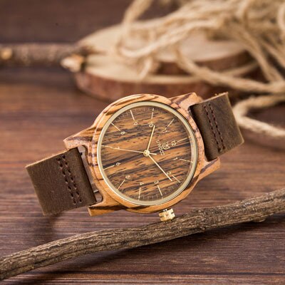 Luxury Women Watch Wood Leather Wristwatches
