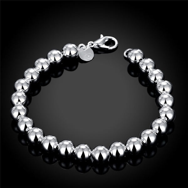 Pulsera de cuentas de arena exquisitas de color plata