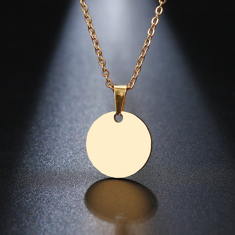 Stainless Steel Necklace Round Circle Pendant