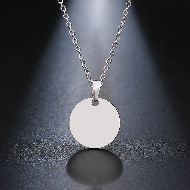 Stainless Steel Necklace Round Circle Pendant