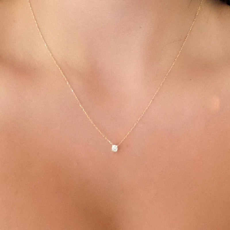 Shiny Zircon Invisible Transparent  Simple Choker Necklace