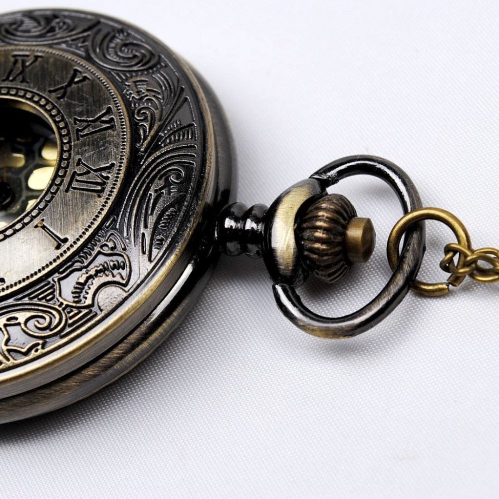 Vintage Bronze Steampunk  Quartz Necklace Pocke Watch