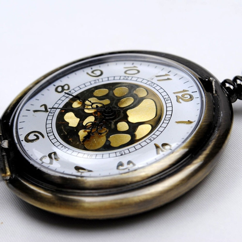 Vintage Bronze Steampunk  Quartz Necklace Pocke Watch