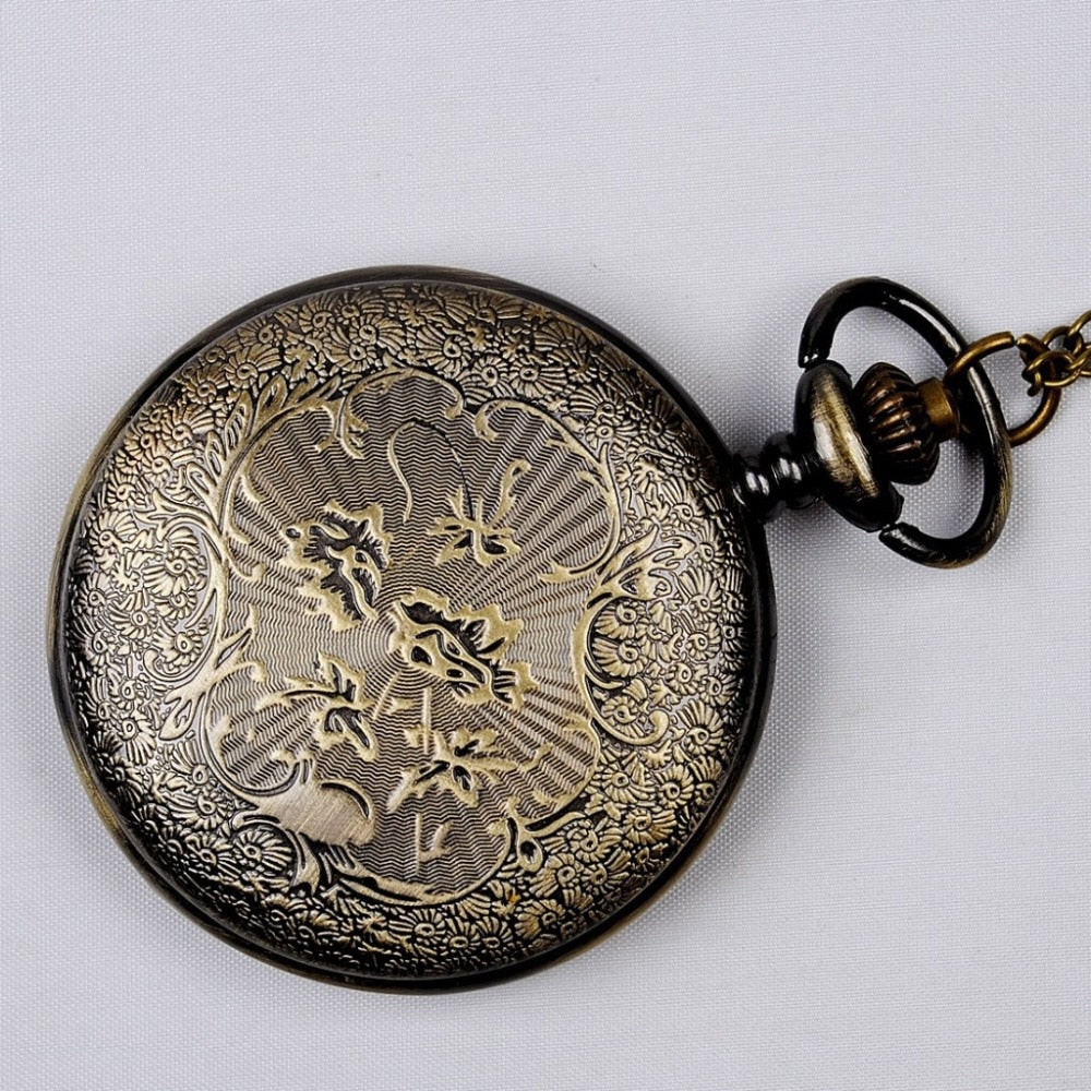 Vintage Bronze Steampunk  Quartz Necklace Pocke Watch