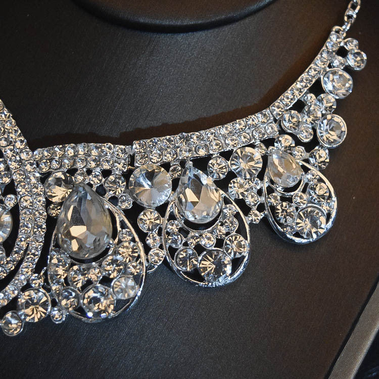Luxury Big Rhinestone Bridal Jewelry Sets